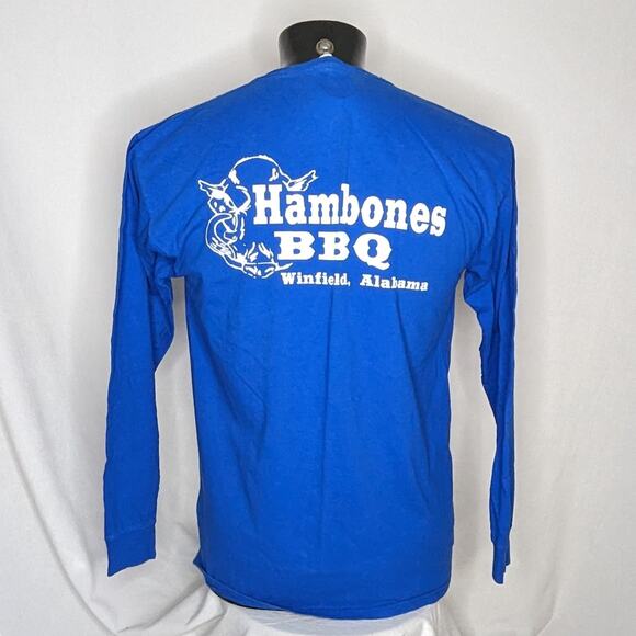 Fruit of the Loom Men's Long Sleeve T-Shirt Large Blue 100% Cotton Graphic Tee - Picture 3 of 4